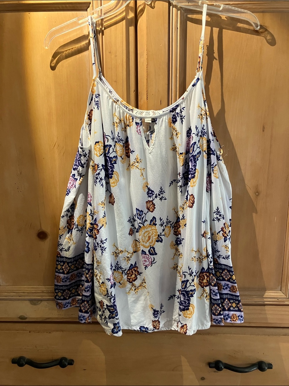 Floral Cold Shoulder Top, Pink Rose, S